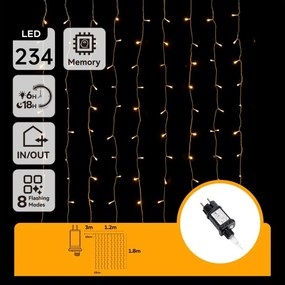 Aigostar - LED vonkajší vianočný reťaz 234xLED/8 funkcií 1,2x1,8 m IP44 teplá biela