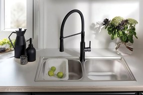Kuchinox Standard, 2-komorový nerezový drez 780x430x195 mm, drážkovaný dekor, oceľová, LAV-SKS_320T