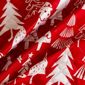 Červený prehoz na posteľ CHRISTMAS TREES Rozmer: 220 x 240 cm