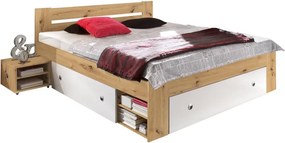 Posteľ s nočnými stolíkmi Stefan 140x200 cm, dub artisan/biela