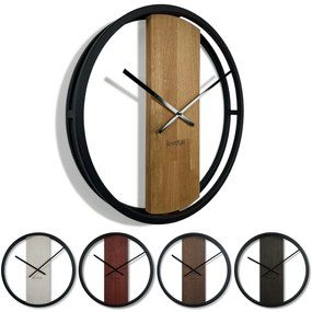 Dekorstudio Kovové hodiny s dubovým drevom LOFT OVAL wenge