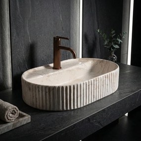 Rea Marcela Saturn, umývadlo na dosku 600×370×135 mm, béžová matná, REA-U3519