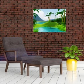 Sklenený obraz - Jazerá v jungli (70x50 cm)