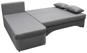 Univerzálna rozkladacia rohová sedacia súprava s úložným priestorom do tvaru L ALMEIDA sivá