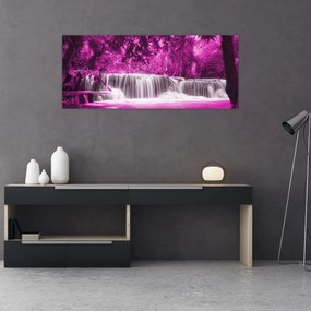Obraz - fialový, vodopád (120x50 cm)