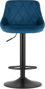 AKCIA Modrá barová stolička VELVET KAST s čiernou nohou II. akosť