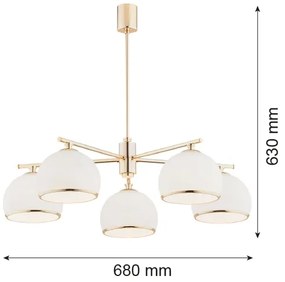 Argon 2088 - Luster na tyči MARBELLA 5xE27/15W/230V mosadz