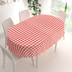 Biante Teflónový oválny obrus TF-071 Červeno-biela kocka 50x100 cm