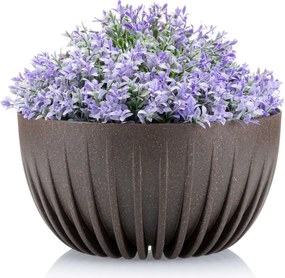 PLASTOVÝ KVETINÁČ STRIPPED ECO SADA 2KS 16X30 CM+15X24 CM TMAVOHNEDÁ