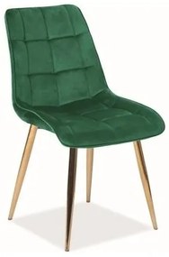 Jedálenská stolička Chic Velvet II, tmavo zelená / zlatá