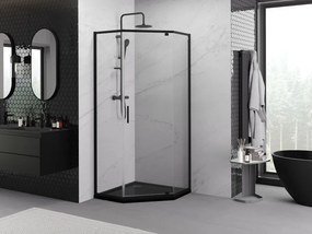Mexen Exo päťuholníková sprchová kabína výkyvné 90 x 90 cm, transparentná, čierna - 812-090-090-70-00