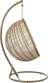 Závesné béžové záhradné ratanové kreslo Lounge Beige -119*110*193 cm