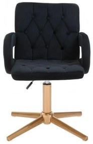LuxuryForm DESIGN Stolička BOSTON VELUR na zlatom kríži - čierna