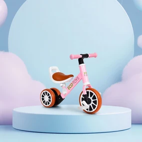 Odrážadlo/Balančný bicykel s pedálmi 2v1 ružová ECOTOYS