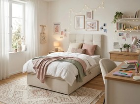 Čalúnená posteľ boxspring DIRELIS VIBE 90x200 cm krémová Matrac: Bonell pružinová matrac