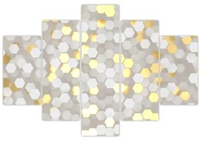 Obraz - Zlato-biele hexagóny (150x105 cm)