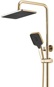 Sprchový set s termostatom Rea Rob zlatý - vaňová batéria, dažďová, ručná a bidetová sprcha