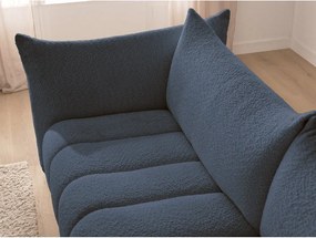 Tmavomodrá rohová pohovka z textílie buklé (ľavý roh/s leňoškou) Azra – Bobochic Paris