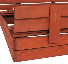 SPRINGOS Uzavreté drevené pieskovisko s lavičkami 120x120 cm – impregnované drevo, s plachtou a netkanou textíliou SBP120SET02