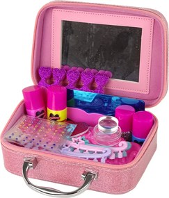 LEAN Toys Súprava na maľovanie nechtov v puzdre s ružovými trblietkami