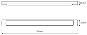 LED svietidlo Batten, 1x LED 18w, 4000k, w, (60 cm)