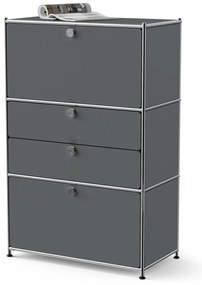 Kovová komoda »CN3« s 2 výklopnými priečinkami a 2 zásuvkami, sivá