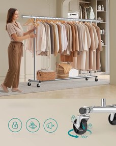 Pojízdný stojan na oblečení Doug stříbrný