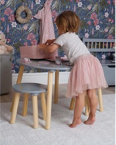 Detský drevený stôl s dvoma stoličkami - šedá