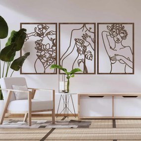 Trojdielna nástenná dekorácia ženy – Moderné art umenie | SENTOP HDF0480