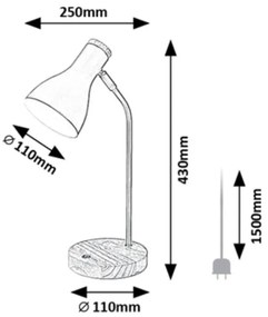 Rabalux 74002 - Stolná lampa FERB 1xE14/25W/230V