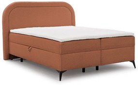 Oranžová boxspring posteľ s úložným priestorom 160x200 cm Ornes – Ropez