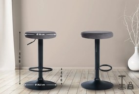 Barová stolička Ponte - zamat, čierny rám - Tmavo sivá