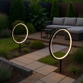 Exteriérové solárne zapichovacie svietidlo Rings, 2x LED 1,5w, čierna