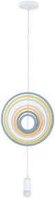 Candellux Bielo-dúhový závesný luster Hoops pre žiarovku E27 31-12043