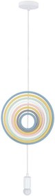 Candellux Bielo-dúhový závesný luster Hoops pre žiarovku E27 31-12043