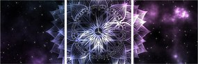 Obraz - Lotusová mandala vo vesmíre (s hodinami) (90x30 cm)