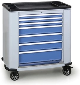 Pojazdný dielenský vozík na náradie EXPERT, 7 zásuviek, 1030 x 900 x 530 mm, modrá