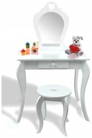 Detská kozmetická toaletka WILLY s taburetkou - biela farba