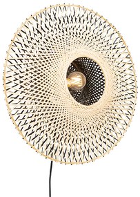 Orientálna nástenná lampa bambus 50 cm so zástrčkou - Rina