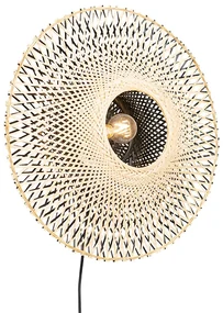 Orientálna nástenná lampa bambus 50 cm so zástrčkou - Rina