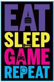Plagát, Obraz - Eat, Sleep, Game, Repeat - Gaming, (61 x 91.5 cm)