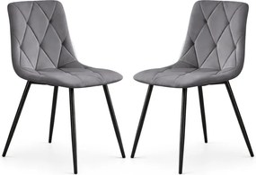 Sada dvoch jedálenských stoličiek MILO zamatové, grafitové / čierne nohy (2 ks)