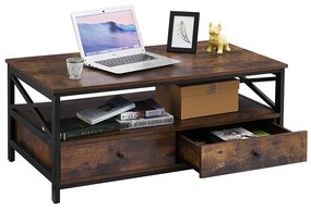 Konferenční stolek Houseland Rustic hnedý/čierny