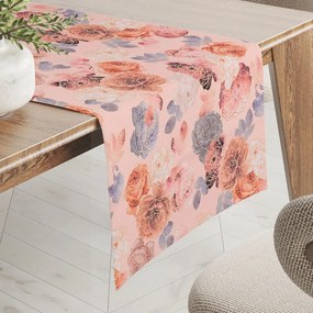 Biante Teflónový behúň na stôl TF-062 Ruže na lososovo ružovom 35x180 cm