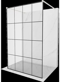 Mexen Kioto voľne stojaca sprchová stena 130 x 200 cm, čierny vzor 8 mm, brúsený nikel - 800-130-002-97-77