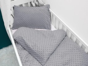 Biante Detské posteľné obliečky do postieľky Minky 3D bodky MKP-048 Sivé Do postieľky 90x130 a 40x60 cm