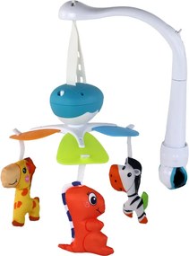 LEAN Toys Kolotoč do postieľky na batérie Zvuky modrý 3 plyšáci