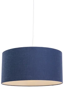 Moderné závesné svietidlo biele s antickým modrým tienidlom 50 cm - Combi 1