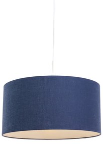 Moderné závesné svietidlo biele s antickým modrým tienidlom 50 cm - Combi 1