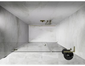 Mexen Lunar-B, L Otočné ľavé sprchové dvere 130 cm, 8mm číre sklo, zlatý matný profil, 832SL-130-050-55-00-L